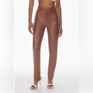 Aritzia Wilfred Rebel High-Rise Vegan Leather Pant in Mocha Sorbet - Size 14